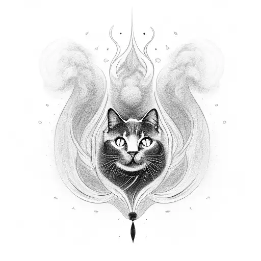 A Mystical Black Cat Surrounded By Swirling Smoke