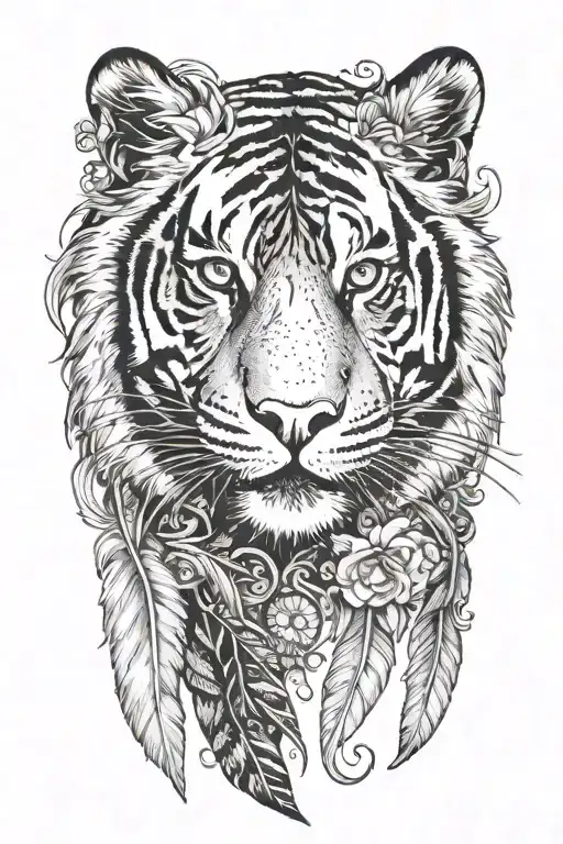 Tiger With Feathers Dangling