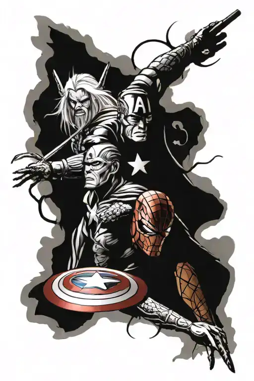 Ironman Captain America Hulk Spiderman Thor Loki Gandalf