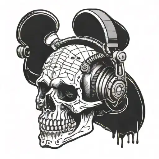 Radar Skull Wearing Headphones