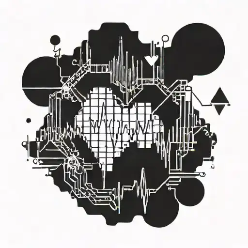 A Pixelated Heart Monitor Line With A Thunderbolt Intersecting It