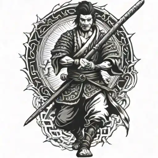 Japan Warrior Wielding A Sword