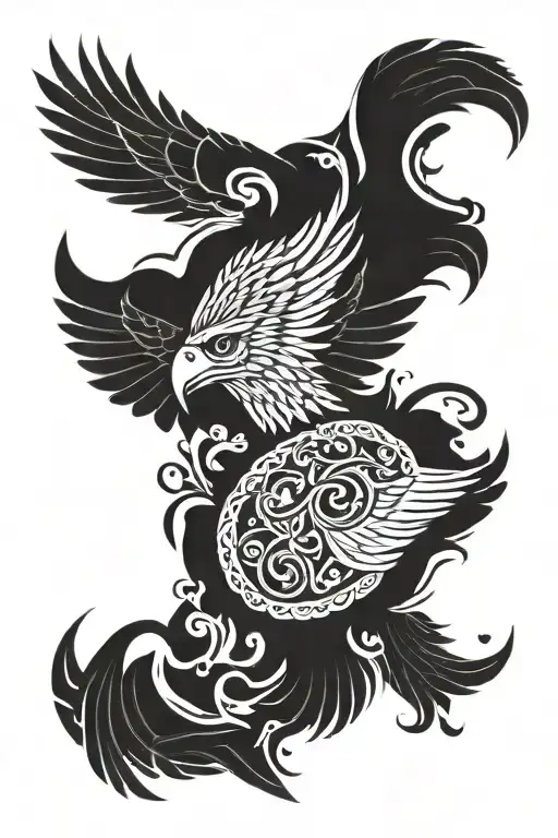 Eagle Wings With Date Of Birth And Maori