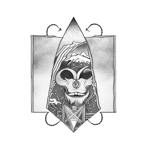 A Tarot Card Depicting A Fortune Teller Climbing A Mountain