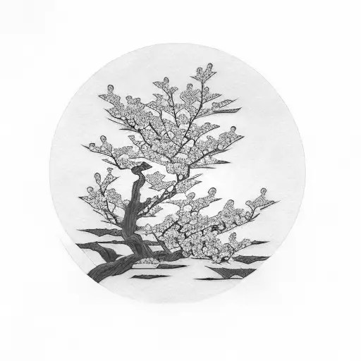 Samurai Sleeping Next To Cherry Blossom Tree At A Lake