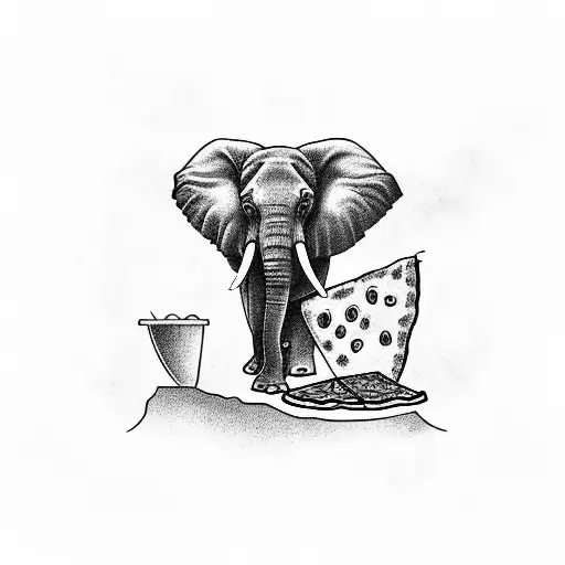 A Majestic Elephant Enjoying A Slice Of Pizza In A Countryside Setting