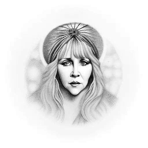 Stevie Nicks Portrait Holding A Tambourine