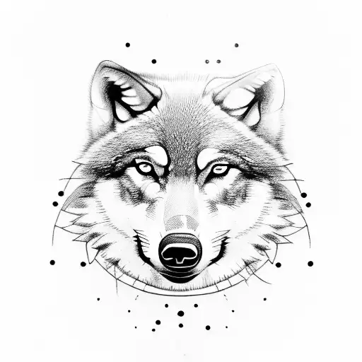 Drawing Of A Wolf And A Raven Together