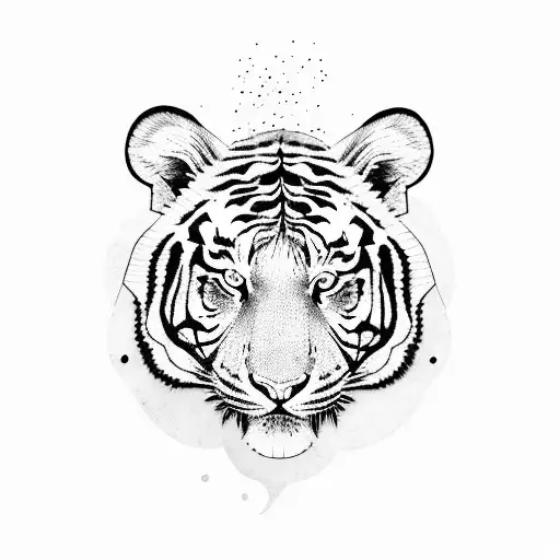 A Tiger Made Up Of Coffee Beans With Foliage Intertwining In Its Stripes