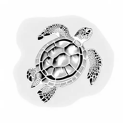 Sea Turtle Among Corals And Algae