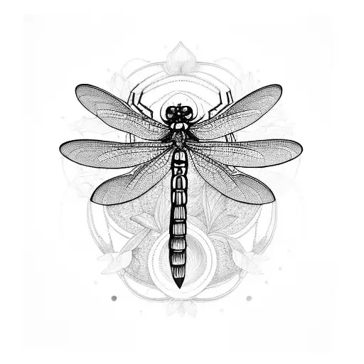 Dragonfly With Lotus