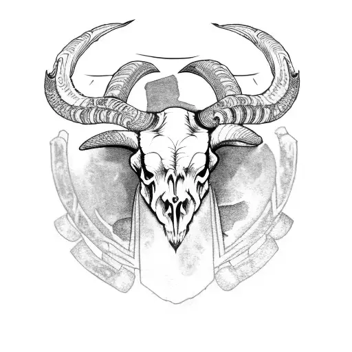Ram Skull With Runes Etched Down The Middle Warrior