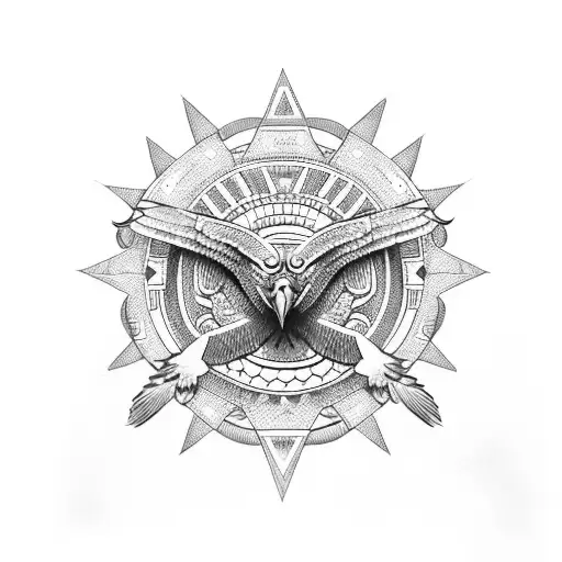 Eagle With Aztec Calendar