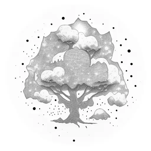 Galaxy Within A Tree Silhouette