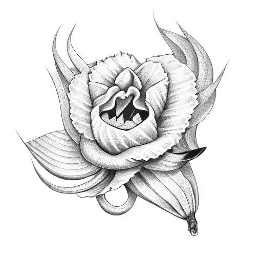 Snake Coiled Around A Daffodil