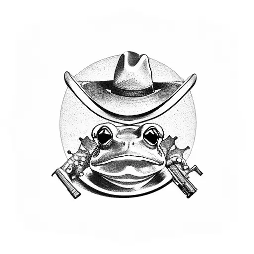 Frog With Gun And Cowboy Hat