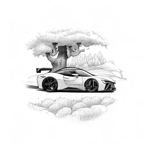 A Sleek Black Sports Car Racing Through A Winding Road