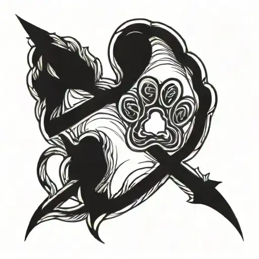 Dog Paw With A Heart And Forever Symbol Intertwined