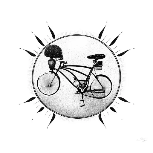 Vintage Bicycle With A Sunburst Background