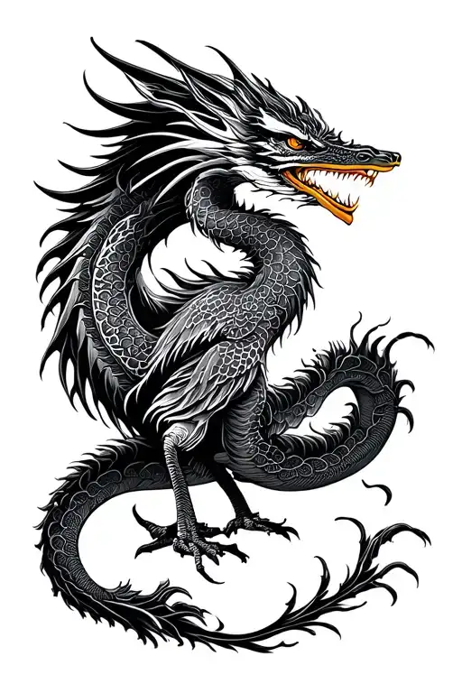 Heron And Dragon Japanese Temple