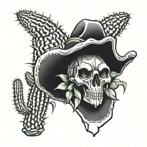 Western Cactus With Bullskull