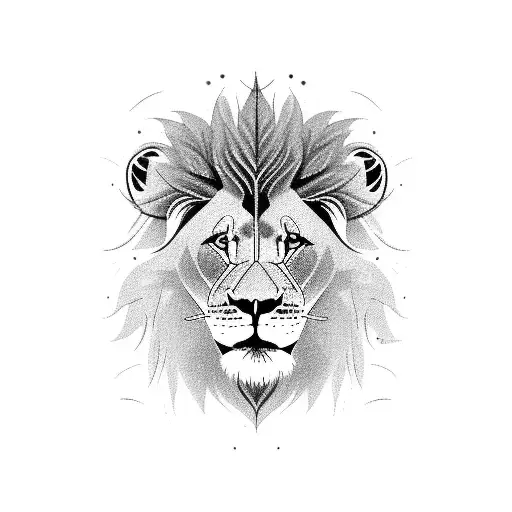 Daddy Lion With Two Lion Cubs