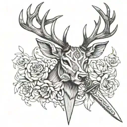Sword Going Through Deer Head