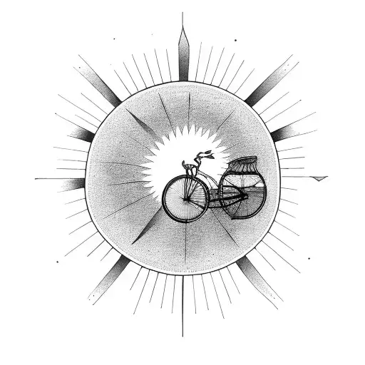 Vintage Bicycle With A Sunburst Background
