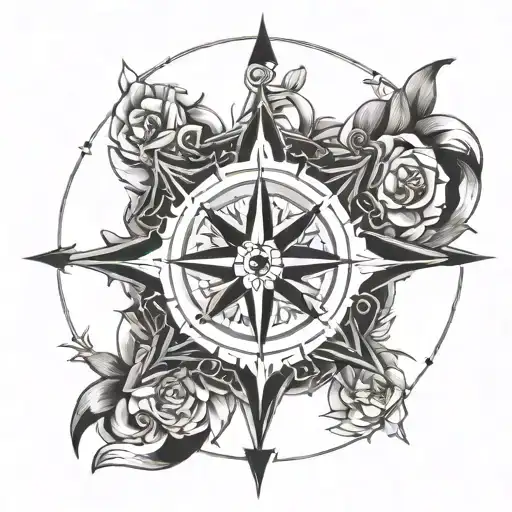 A Compass Rose With Each Direction Representing A Family Member
