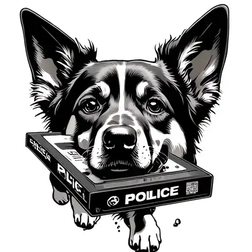 A Cassette Tape Unraveling Into A Police Dog Chasing A Criminal