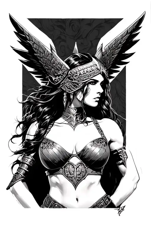 Valkyrie Warrior Woman Posing