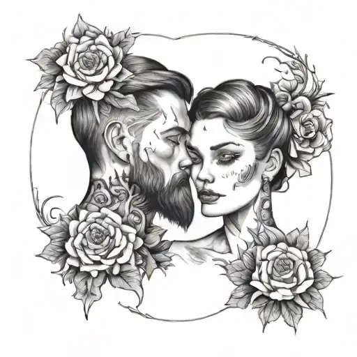 A And G Couple Tattoo Black And White