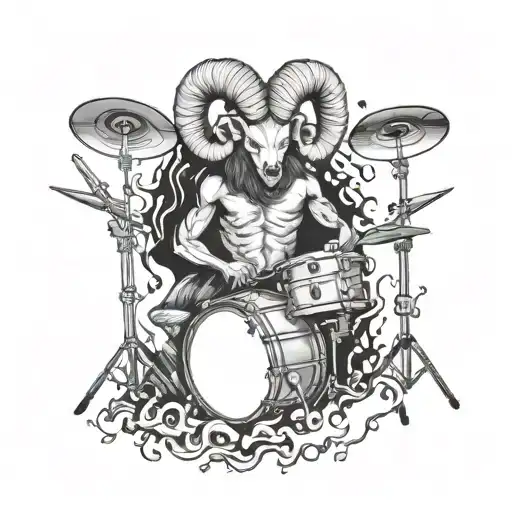 Half Human Half Ram Playing The Drum Set Yourself On Fire