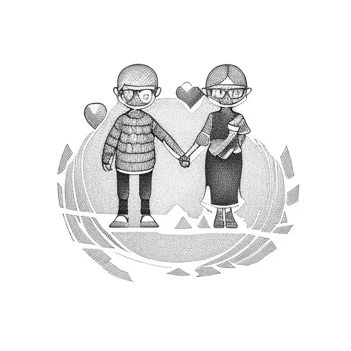 Mom And Dad On The Side With Kid In The Middle Holding Hands