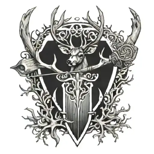 Sword Going Through A Deer Antlers