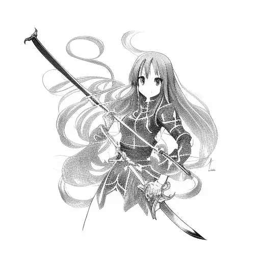 Asuna Wielding A Sword In A Fierce Battle