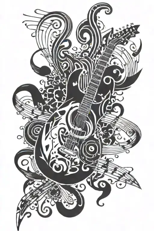 A Mix Of Music Notes And Rock And Roll Symbol Combined