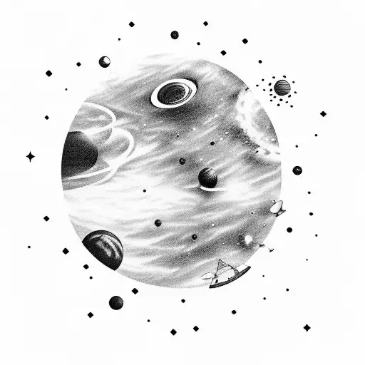 Space And Planets With A Galaxy