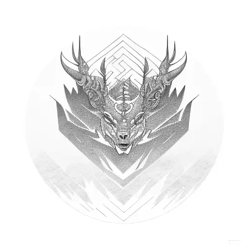 A Majestic Tribal Mountain Range With Intricate Details