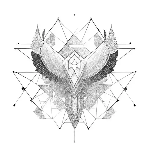 A Side View Of A Falling Hawk With Geometric Patterns