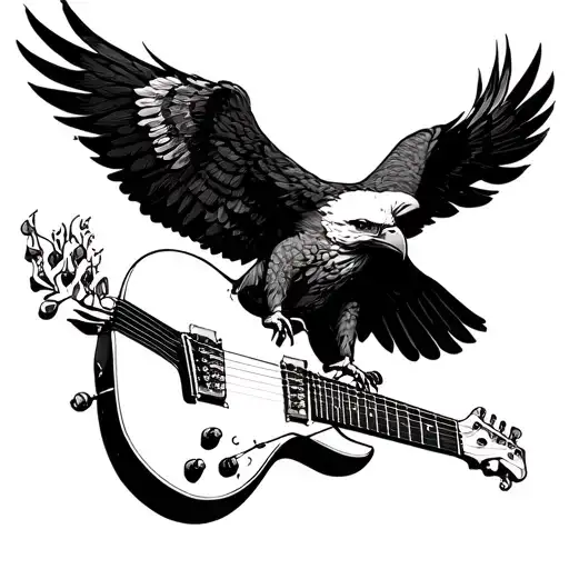 A Majestic Eagle Perched On A Guitar Neck