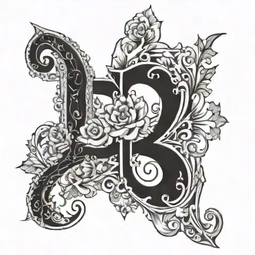 Letter A And G Couple Tattoo Black And White