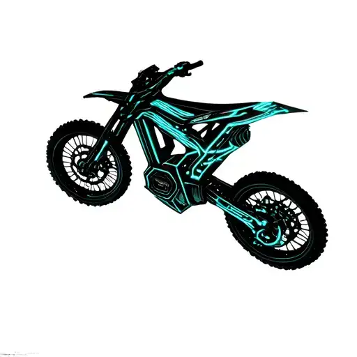 A Futuristic Cybernetic Mountain Bike With Neon Lights And Circuit Patterns