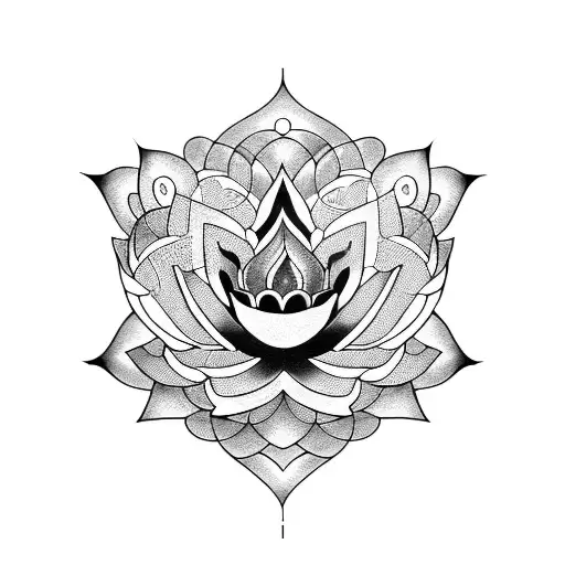 Lotus Flower Intertwined With Binary Code