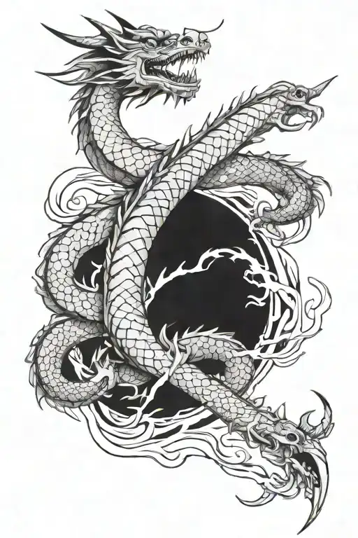 Japanese Dragon Wrapped Around A Sword