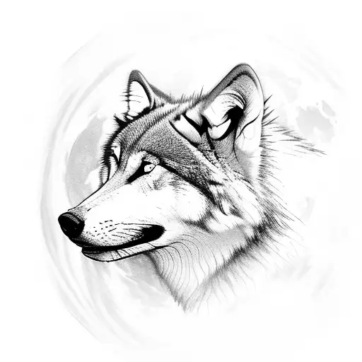 A Majestic Wolf Howling At The Moon Surrounded By A Field Of Blooming Peonies