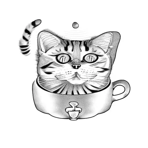 A Cat Named Latte And A Latte Cup