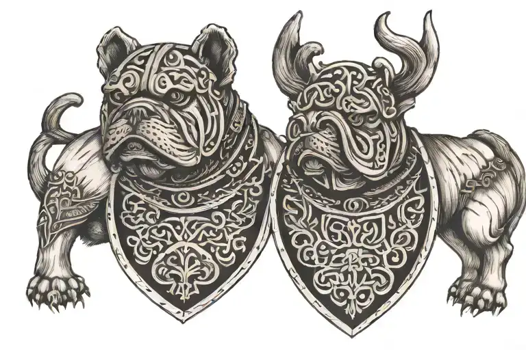 Hungarian Ancestry Viking Pagan Bulldog Steel Armor Wooden Shield