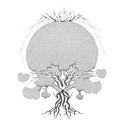 Family Tree With Roots And Branches Intertwining