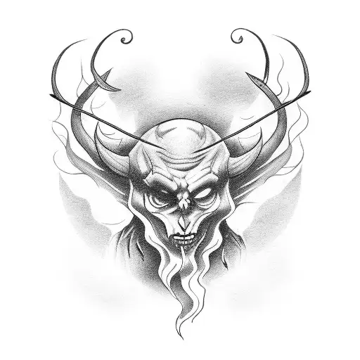 A Devil Playing With Fire In A Dark And Mysterious Forest